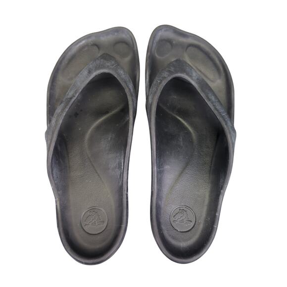 Crocs ABF Almost Barefoot Black Flip-flops Thong Sandals Women's Size 7 Recovery - Picture 6 of 7